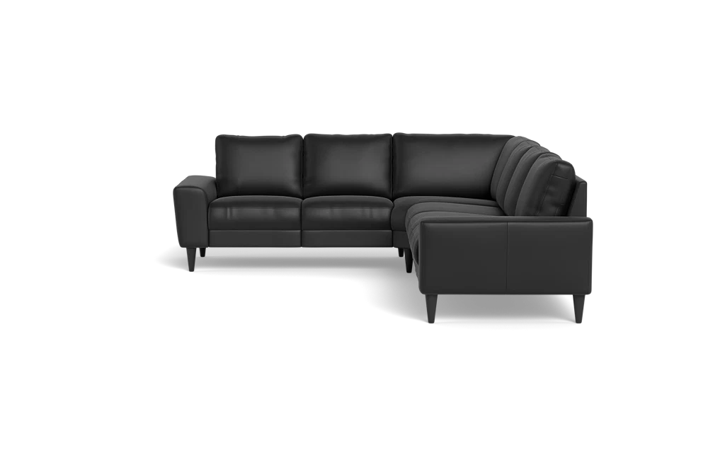 Stamford 2600 hjørnesofa - Semianilin/spalt læder - Black - Højrevendt