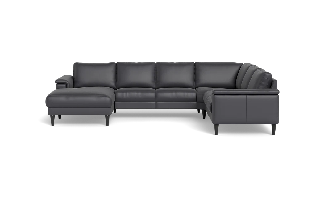 Stamford 2601 hjørnesofa med chaiselong - Semianilin/spalt læder - Anthracite - Venstrevendt