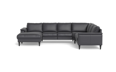 Stamford 2601 hjørnesofa med chaiselong - Semianilin/spalt læder - Anthracite - Venstrevendt