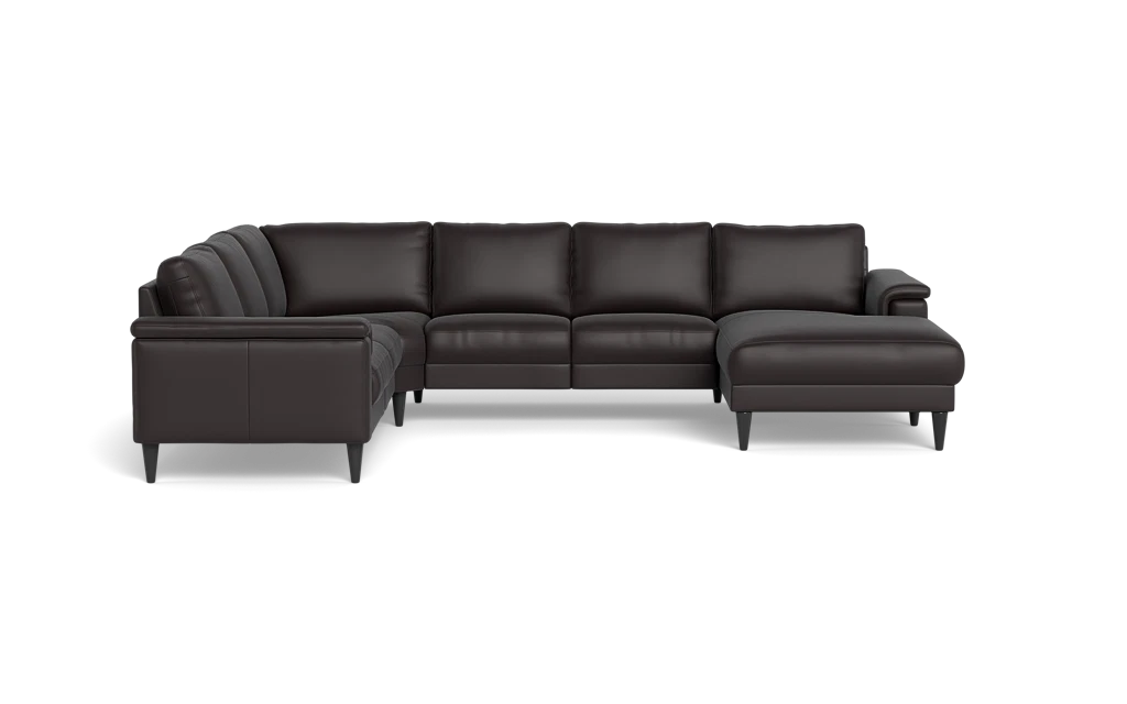 Stamford 2601 hjørnesofa med chaiselong - Semianilin/spalt læder - Dark Brown - Højrevendt