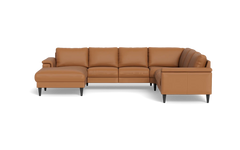 Stamford 2601 hjørnesofa med chaiselong - Madras/skai læder - Cognac - Venstrevendt
