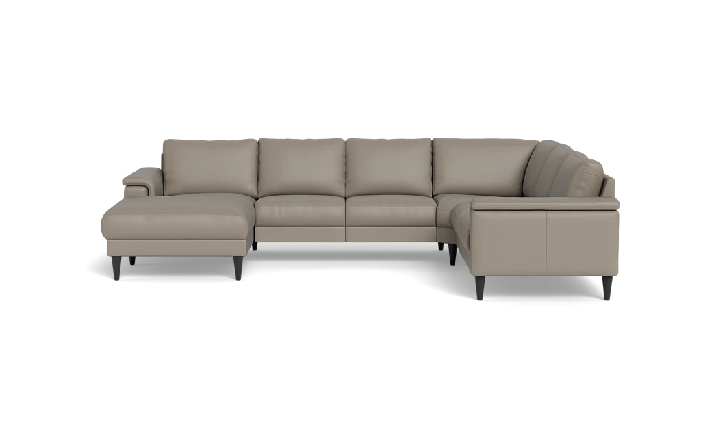 Stamford 2601 hjørnesofa med chaiselong - Semianilin/spalt læder - Light Grey - Venstrevendt