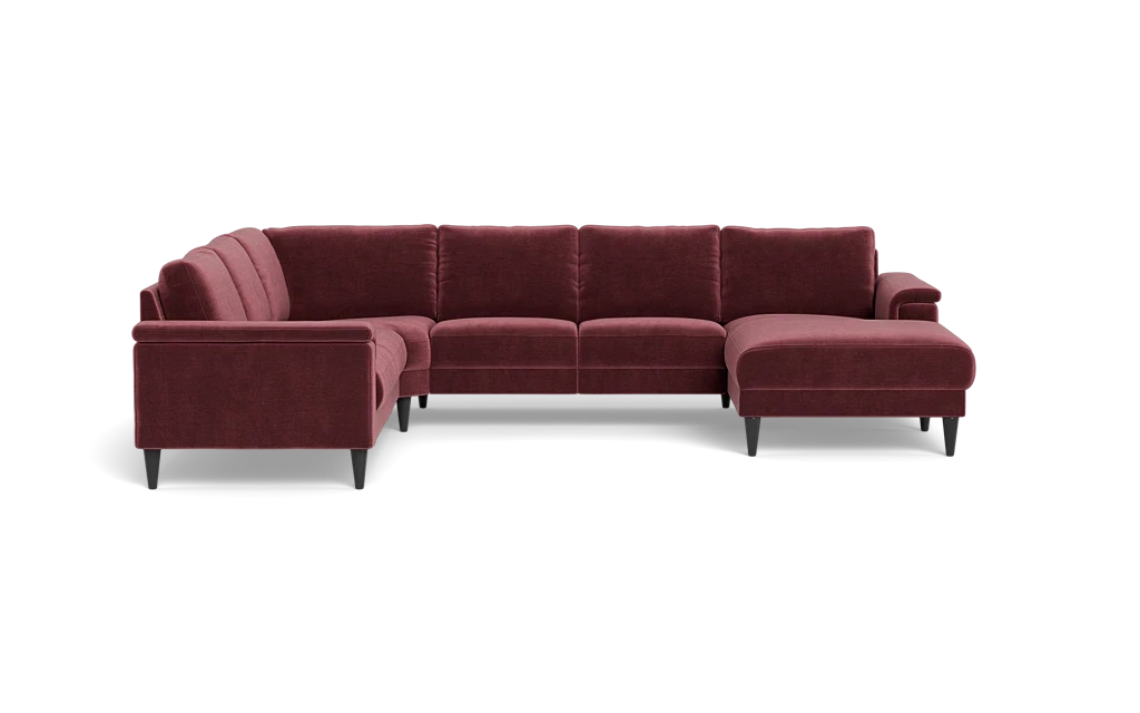 Stamford 2601 hjørnesofa med chaiselong - Adore velour - Wine Red - Højrevendt