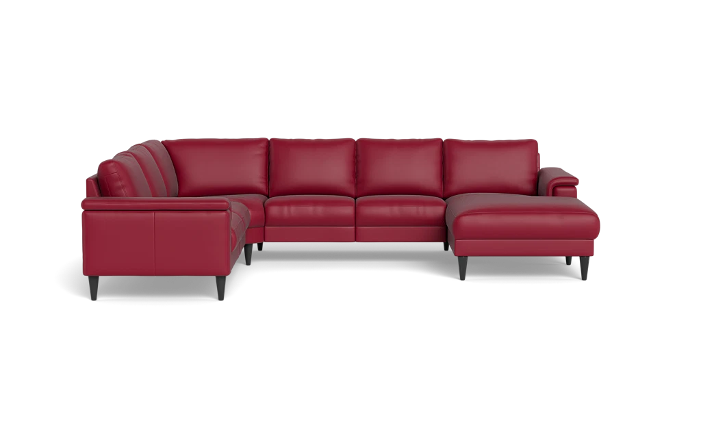 Stamford 2601 hjørnesofa med chaiselong - Semianilin/spalt læder - Red - Højrevendt