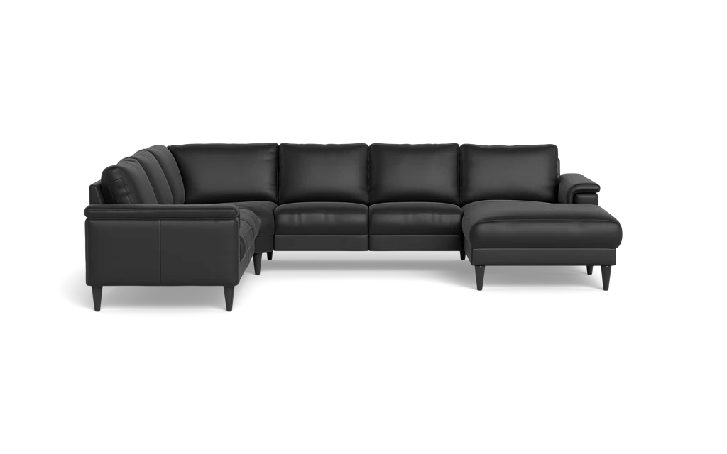 Stamford 2601 hjørnesofa med chaiselong - Semianilin/spalt læder - Black - Højrevendt