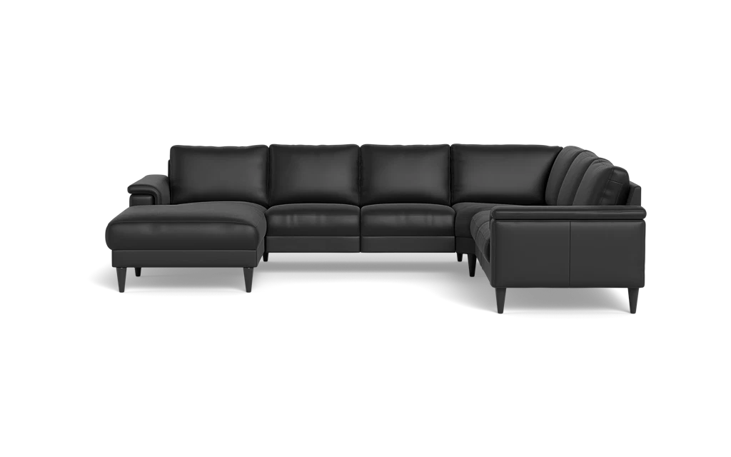 Stamford 2601 hjørnesofa med chaiselong - Semianilin/spalt læder - Black - Venstrevendt
