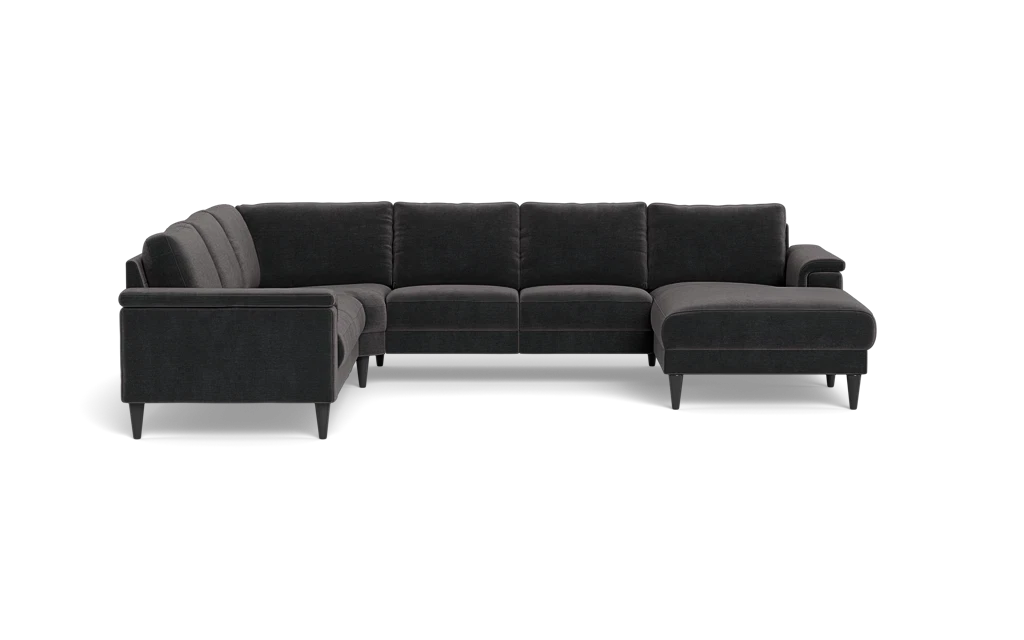 Stamford 2601 hjørnesofa med chaiselong - Adore velour - Anthracite - Højrevendt