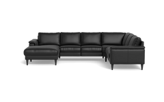 Stamford 2601 hjørnesofa med chaiselong - Anilux læder - Black - Venstrevendt