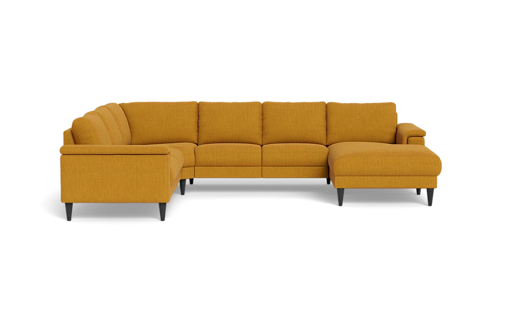 Stamford 2601 hjørnesofa med chaiselong - Lido stof - Mustard - Højrevendt
