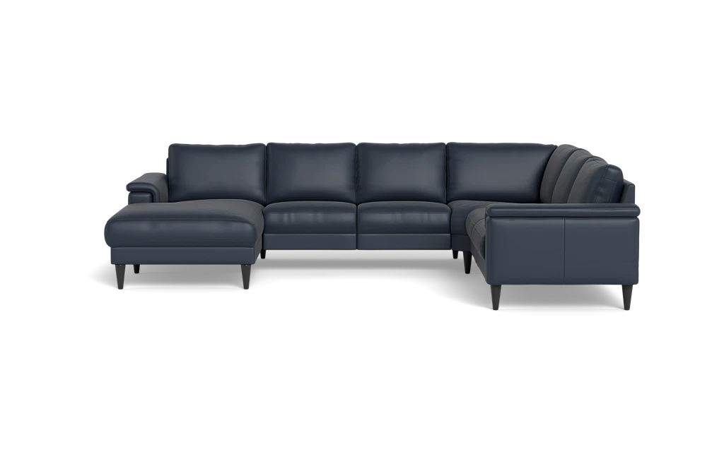 Stamford 2601 hjørnesofa med chaiselong - Semianilin/spalt læder - Blue - Venstrevendt