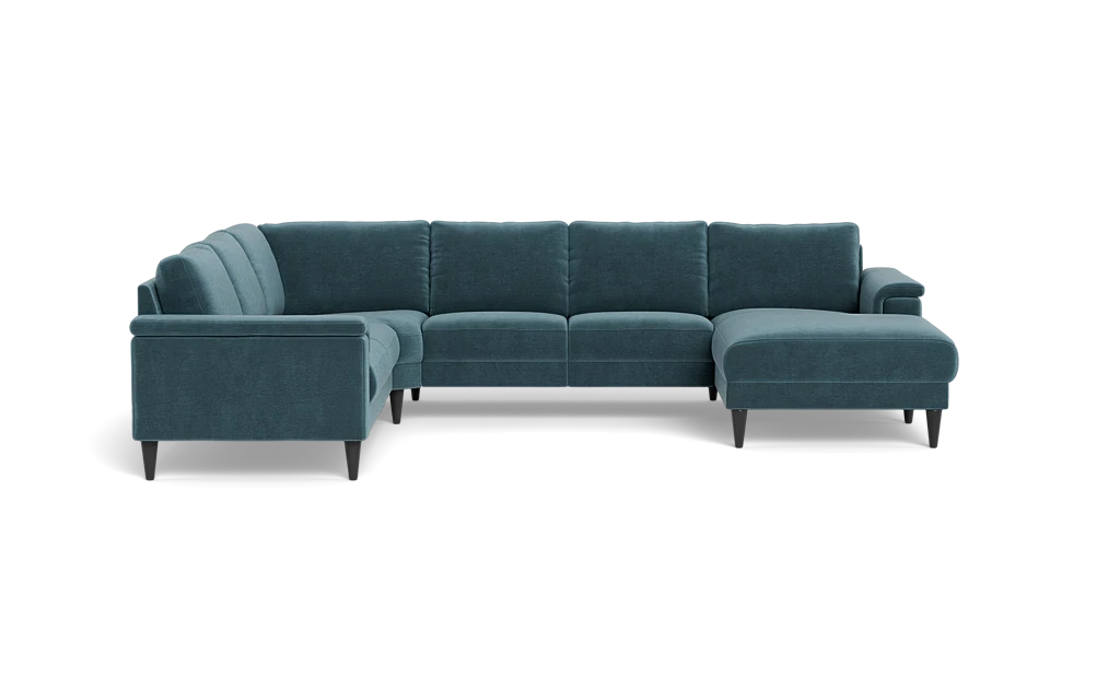 Stamford 2601 hjørnesofa med chaiselong - Adore velour - Petrol - Højrevendt