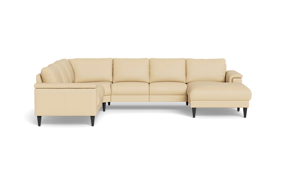 Stamford 2601 hjørnesofa med chaiselong - Semianilin/spalt læder - Sand - Højrevendt
