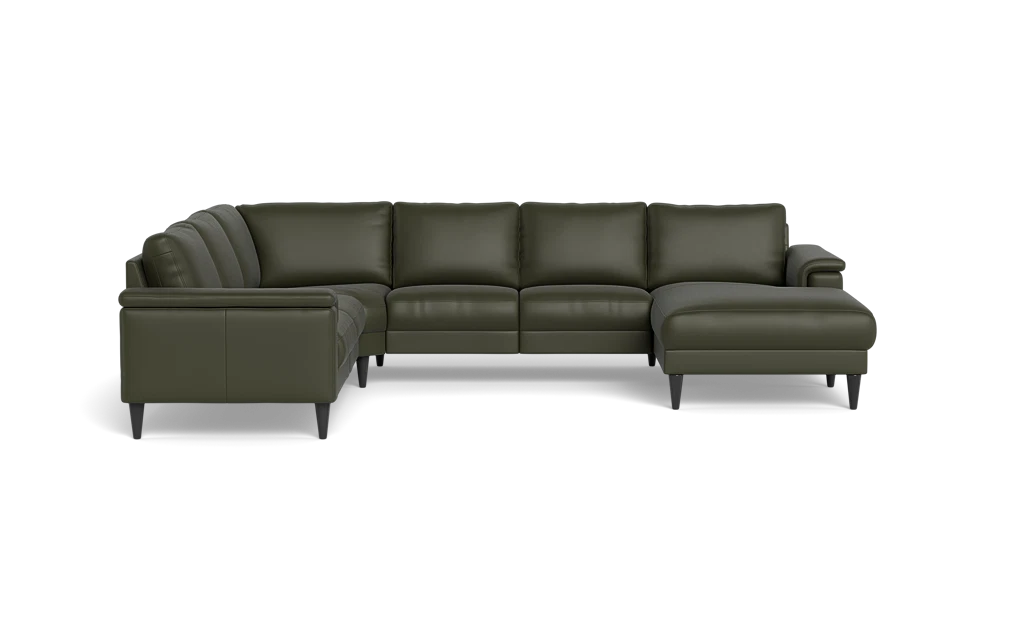Stamford 2601 hjørnesofa med chaiselong - Semianilin/spalt læder - Hunter - Højrevendt