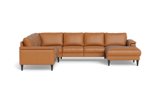 Stamford 2601 hjørnesofa med chaiselong - Anilux læder - Brandy - Højrevendt
