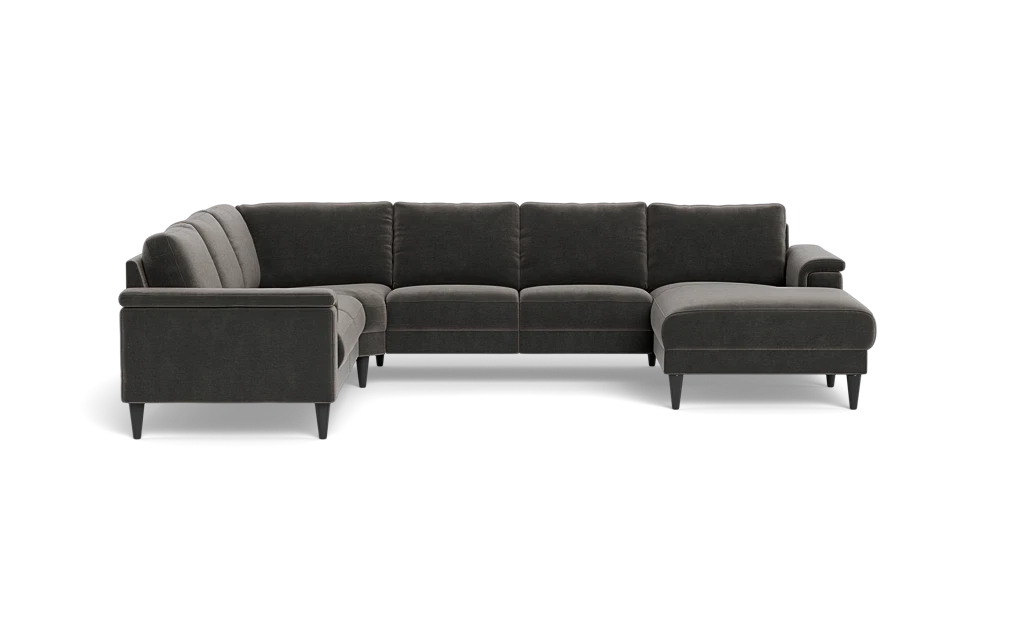 Stamford 2601 hjørnesofa med chaiselong - Adore velour - Dark Grey - Højrevendt