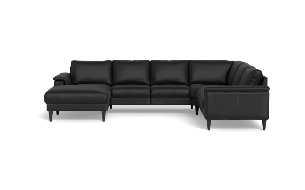 Stamford 2601 hjørnesofa med chaiselong - Madras/skai læder - Black - Venstrevendt