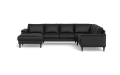 Stamford 2601 hjørnesofa med chaiselong - Madras/skai læder - Black - Venstrevendt