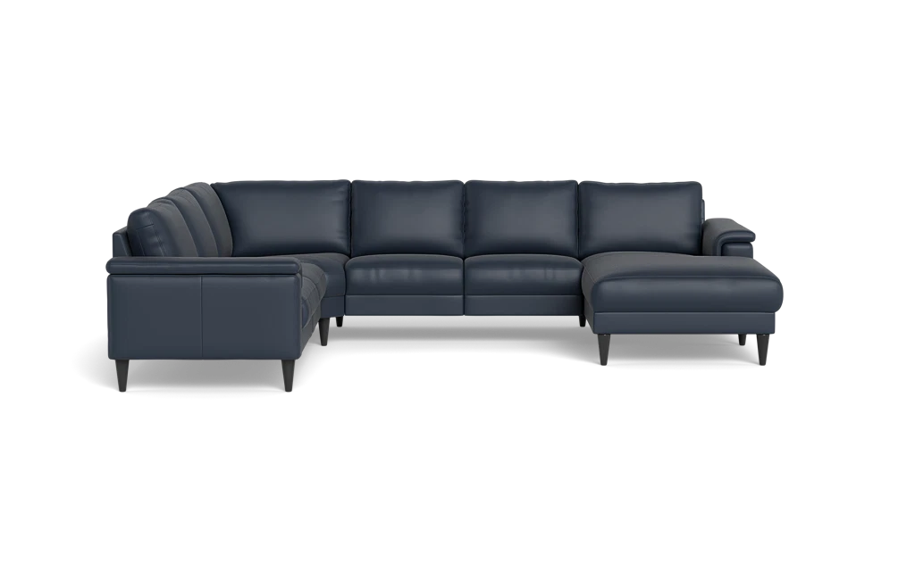 Stamford 2601 hjørnesofa med chaiselong - Semianilin/spalt læder - Blue - Højrevendt