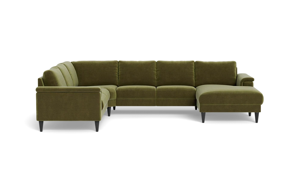 Stamford 2601 hjørnesofa med chaiselong - Adore velour - Moss - Højrevendt