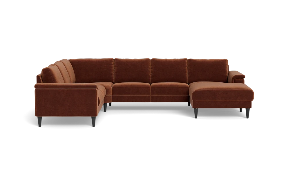 Stamford 2601 hjørnesofa med chaiselong - Adore velour - Copper - Højrevendt