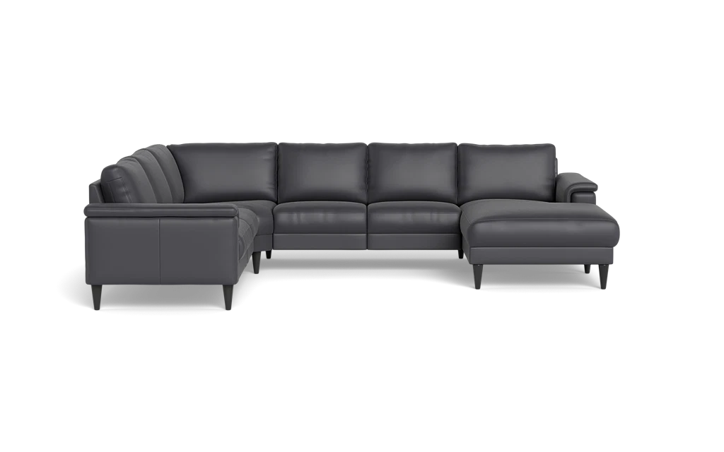 Stamford 2601 hjørnesofa med chaiselong - Semianilin/spalt læder - Anthracite - Højrevendt
