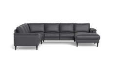 Stamford 2601 hjørnesofa med chaiselong - Semianilin/spalt læder - Anthracite - Højrevendt
