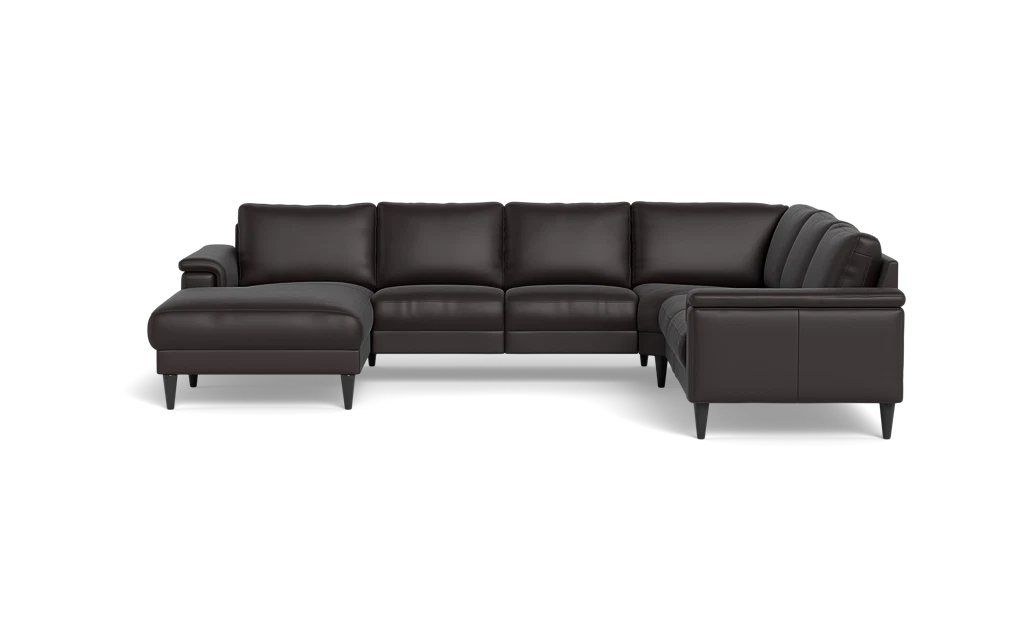 Stamford 2601 hjørnesofa med chaiselong - Semianilin/spalt læder - Dark Brown - Venstrevendt
