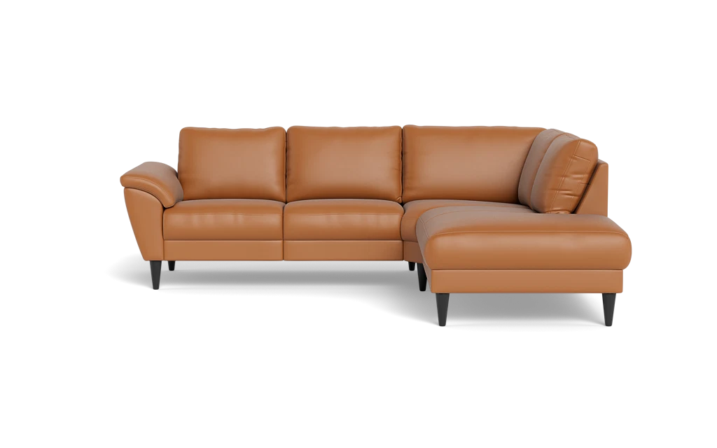 Stamford 2613 sofa med open end - Semianilin/spalt læder - Light Cognac - Højrevendt