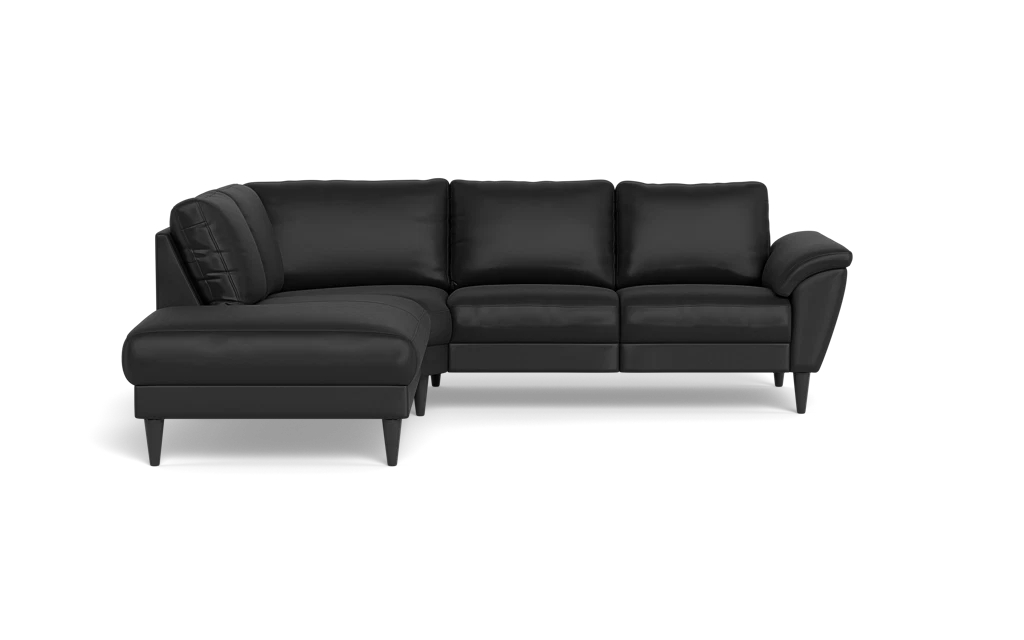 Stamford 2613 sofa med open end - Madras/skai læder - Black - Venstrevendt
