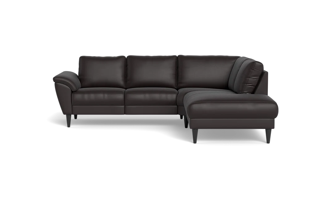 Stamford 2613 sofa med open end - Semianilin/spalt læder - Dark Brown - Højrevendt