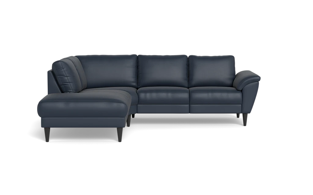 Stamford 2613 sofa med open end - Semianilin/spalt læder - Blue - Venstrevendt