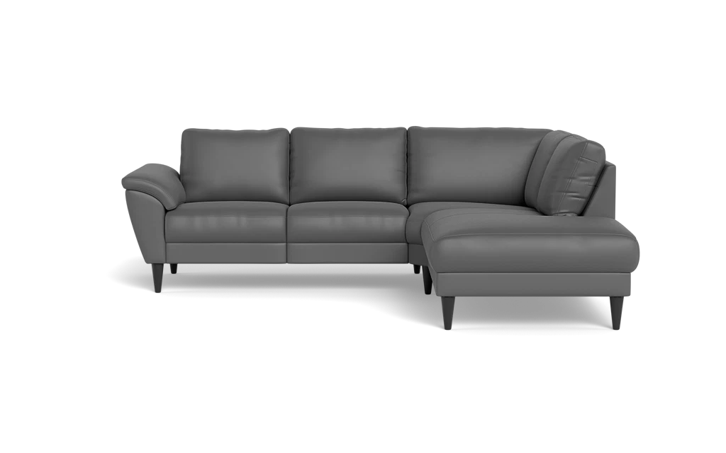 Stamford 2613 sofa med open end - Semianilin/spalt læder - Grey - Højrevendt