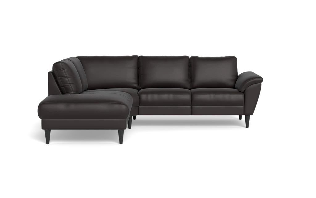 Stamford 2613 sofa med open end - Semianilin/spalt læder - Dark Brown - Venstrevendt