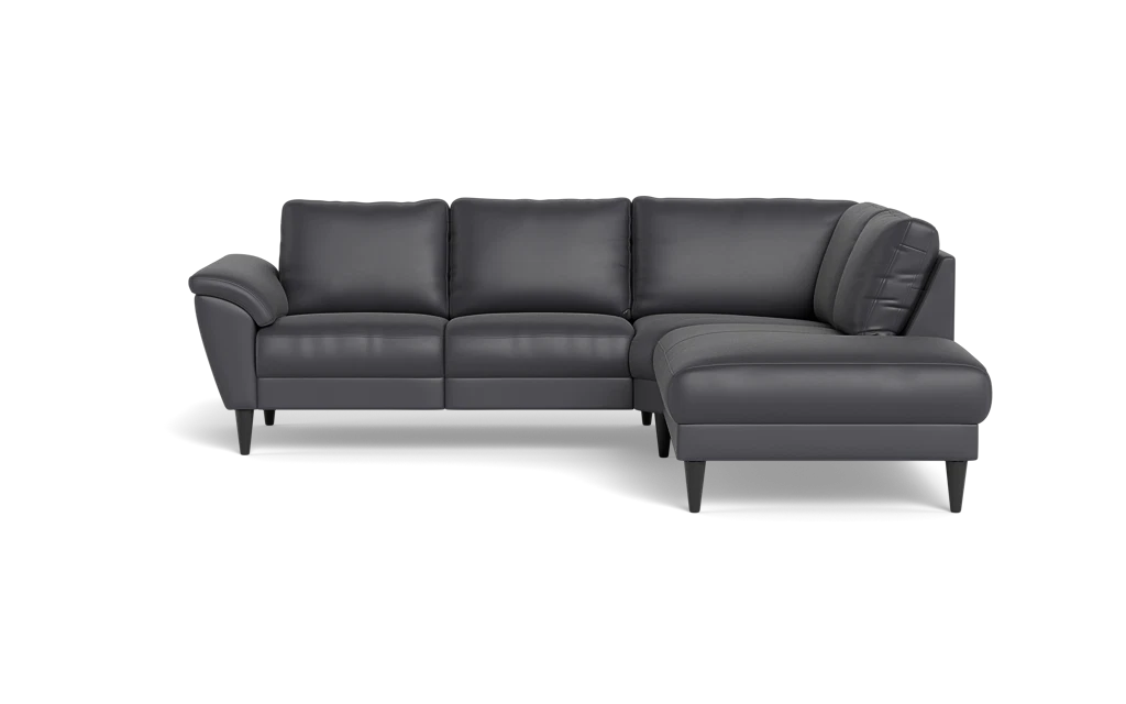 Stamford 2613 sofa med open end - Semianilin/spalt læder - Anthracite - Højrevendt