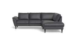 Stamford 2613 sofa med open end - Semianilin/spalt læder - Anthracite - Højrevendt