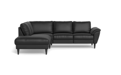 Stamford 2613 sofa med open end - Semianilin/spalt læder - Black - Venstrevendt
