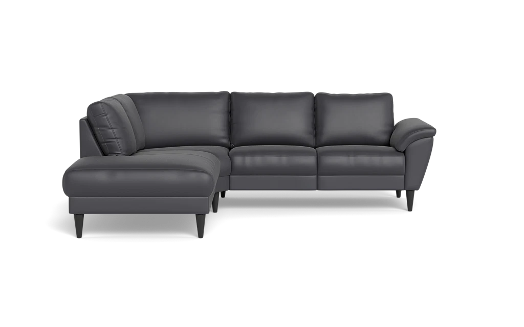 Stamford 2613 sofa med open end - Semianilin/spalt læder - Anthracite - Venstrevendt