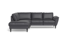Stamford 2613 sofa med open end - Semianilin/spalt læder - Anthracite - Venstrevendt