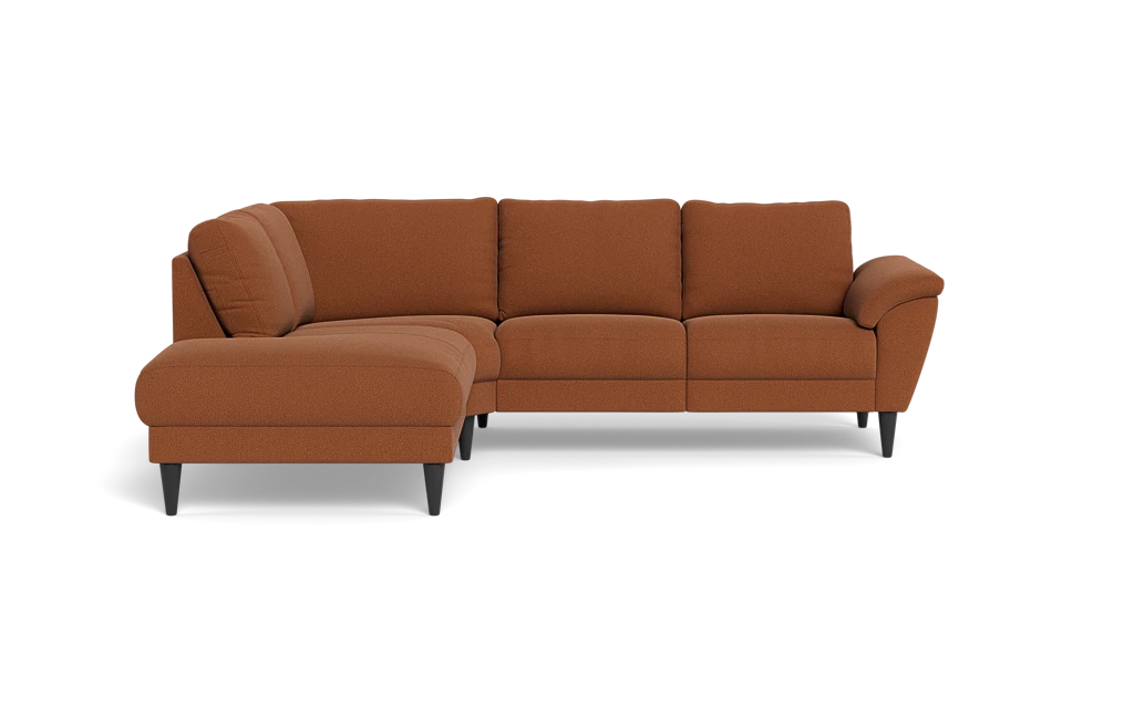 Stamford 2613 sofa med open end - Bloq stof - Cognac - Venstrevendt