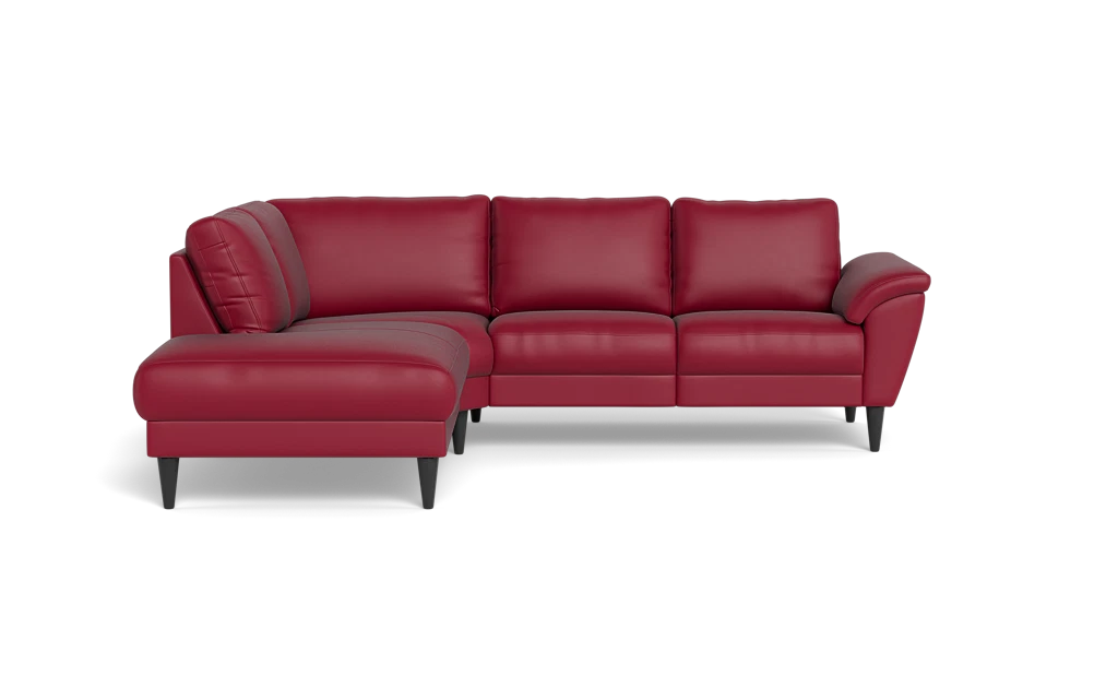 Stamford 2613 sofa med open end - Semianilin/spalt læder - Red - Venstrevendt
