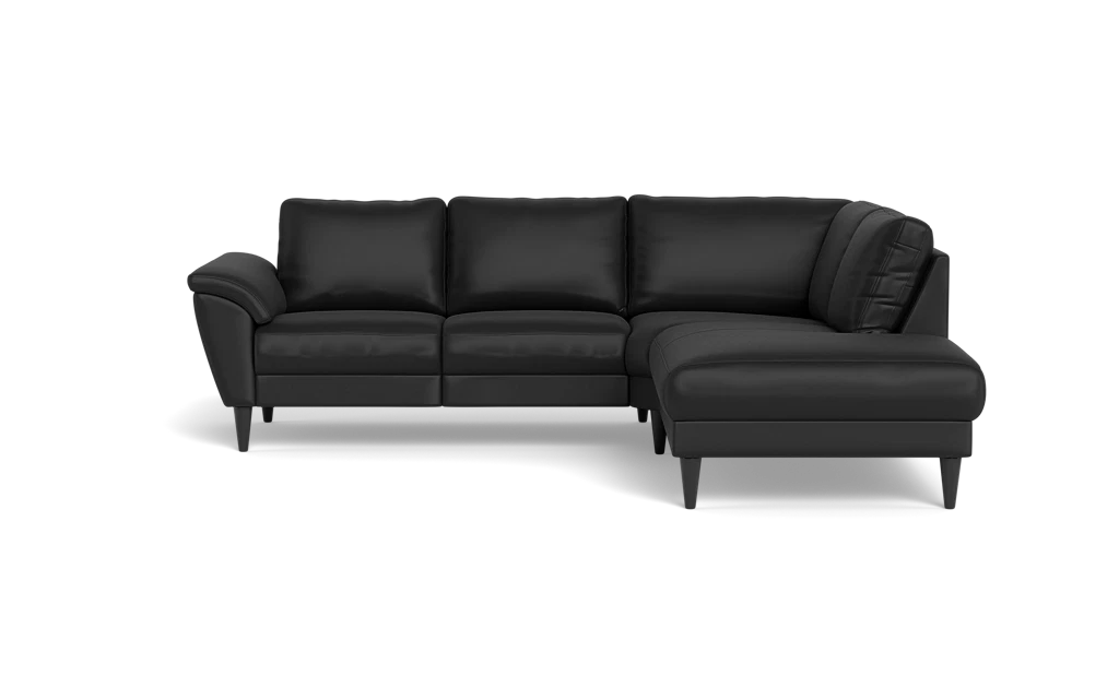 Stamford 2613 sofa med open end - Madras/skai læder - Black - Højrevendt