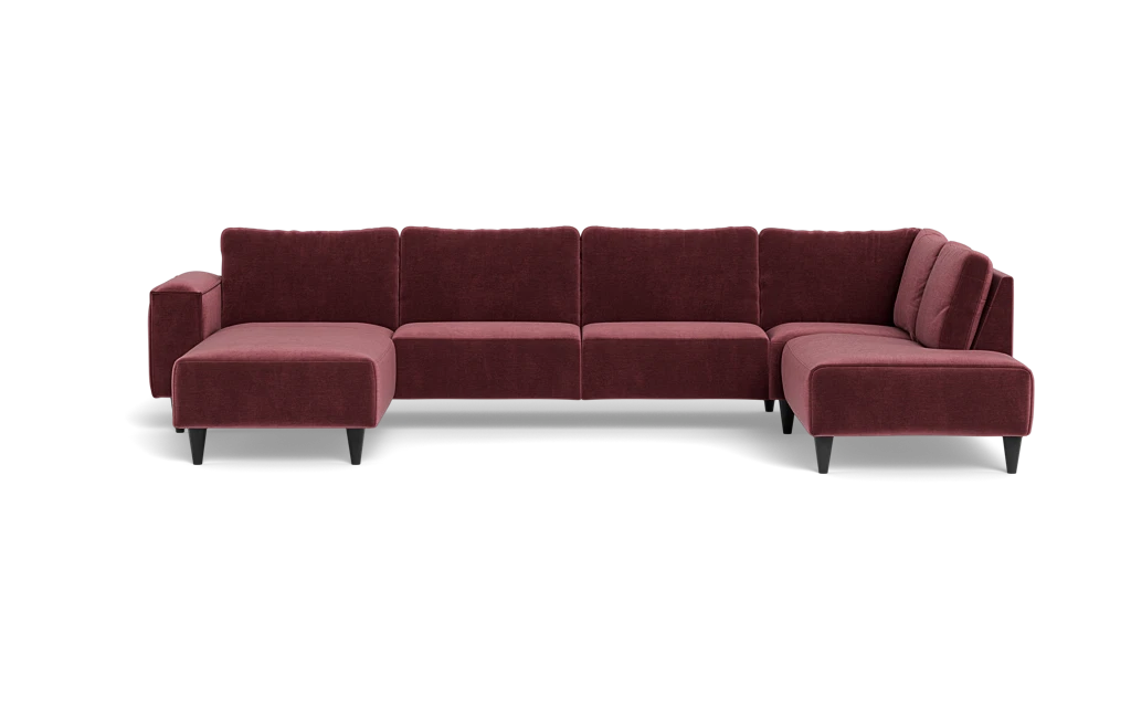 Solution 2701 sofa med chaiselong og open end - Adore velour - Wine Red - Venstrevendt