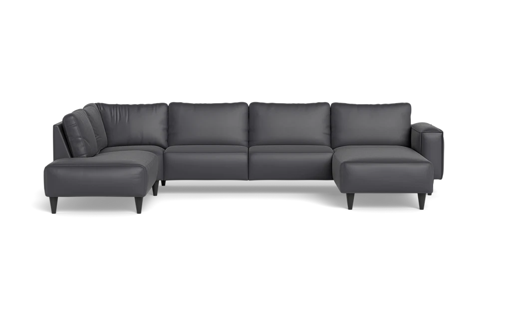Solution 2701 sofa med chaiselong og open end - Semianilin/spalt læder - Anthracite - Højrevendt