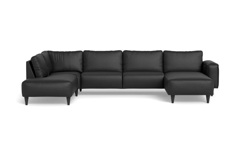 Solution 2701 sofa med chaiselong og open end - Soleda/spalt læder - Black - Højrevendt
