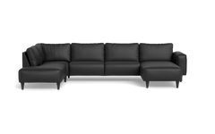 Solution 2701 sofa med chaiselong og open end - Soleda/spalt læder - Black - Højrevendt
