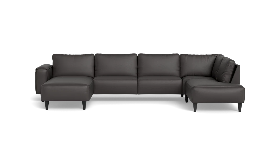 Solution 2701 sofa med chaiselong og open end - Soleda/spalt læder - Dark Brown - Venstrevendt