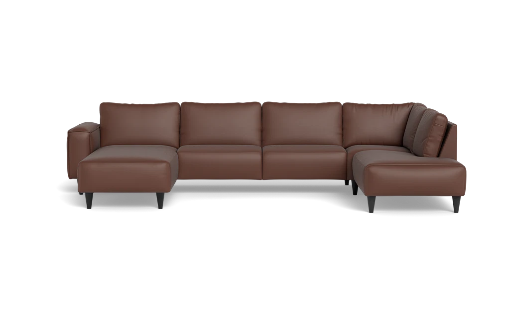 Solution 2701 sofa med chaiselong og open end - Semianilin/spalt læder - Marrone - Venstrevendt