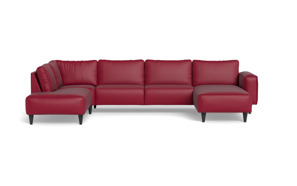 Solution 2701 sofa med chaiselong og open end - Semianilin/spalt læder - Red - Højrevendt