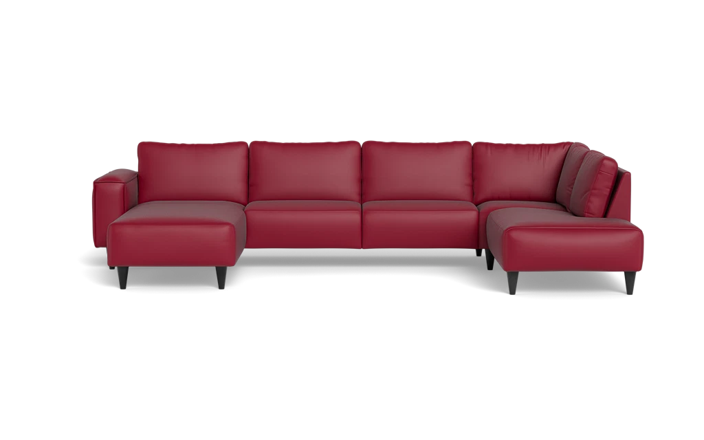 Solution 2701 sofa med chaiselong og open end - Semianilin/spalt læder - Red - Venstrevendt