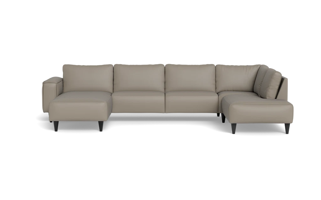Solution 2701 sofa med chaiselong og open end - Semianilin/spalt læder - Light Grey - Venstrevendt